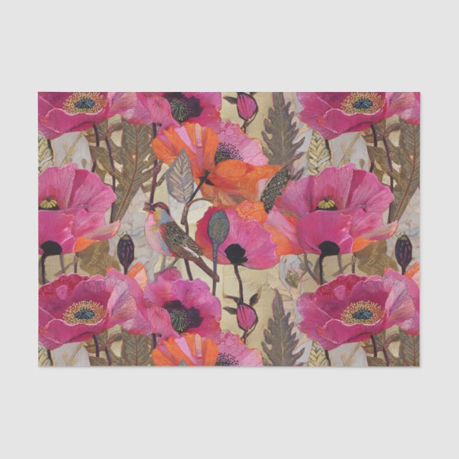 Colorful Poppies Tissue Paper (Front)