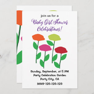 Colorful Poppy Flowers Baby Shower Invitation