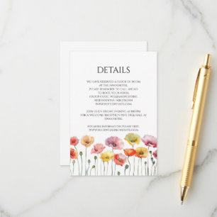 Colorful poppy wild flowers wedding enclosure card