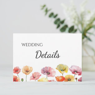 Colorful poppy wild flowers wedding enclosure card