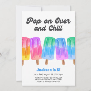 Colorful Popsicle Summer 5th Birthday Invitation