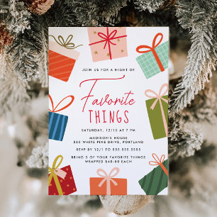 Colorful Presents Favorite Things Holiday Party Invitation