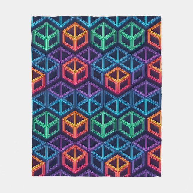 Colorful Prism 3D Geometric Pattern | Seamless  Fleece Blanket (Front)