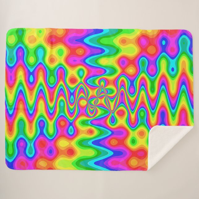 Colorful Psychedelic Art Sherpa Fleece Blanket (Front (Horizontal))