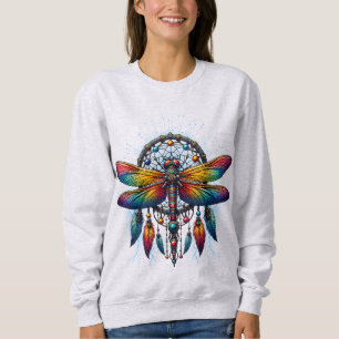 Colorful Psychedelic Dragonfly Dreamcatcher Boho Sweatshirt