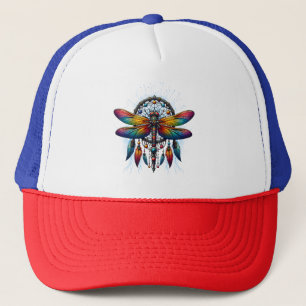 Colorful Psychedelic Dragonfly Dreamcatcher Boho Trucker Hat