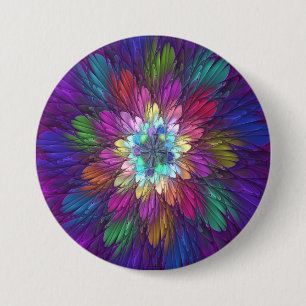 Colorful Psychedelic Flower Abstract Fractal Art 7.5 Cm Round Badge