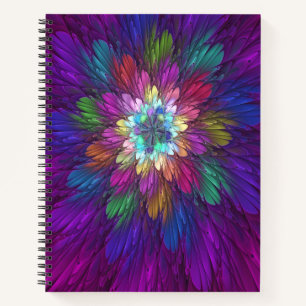 Colorful Psychedelic Flower Abstract Fractal Art Notebook