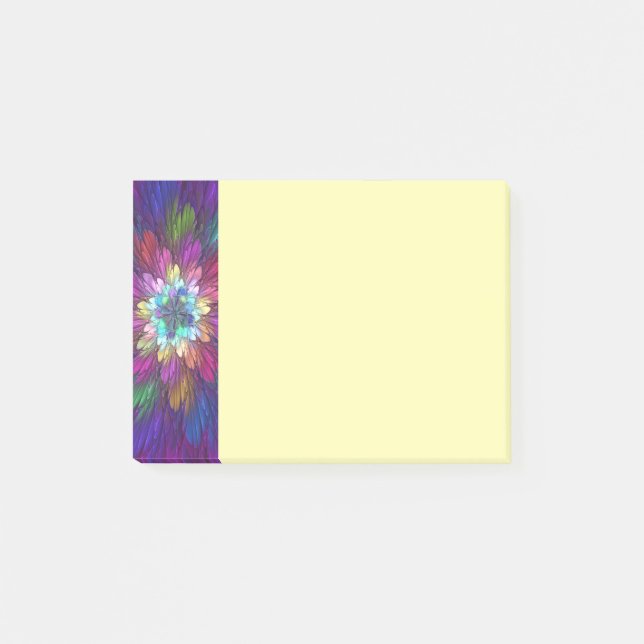 Colorful Psychedelic Flower Abstract Fractal Art Post-it Notes (Front)