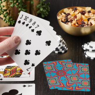 Colorful Psychedelic Geometric Pattern Monogram Playing Cards