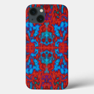 Colorful psychedelic kaleidoscope skulls pattern iPhone 13 case