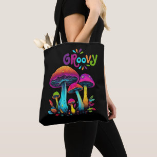 Colorful Psychedelic Mushrooms Tote Bag