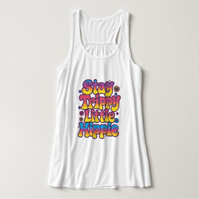 Colorful Psychedelic Stay Trippy Hippie Singlet (Design Front)
