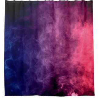 Colorful purple and blue smoke clouds on dark back shower curtain