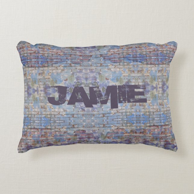 Colorful Purple and Blue Street Art Graffiti Wall Decorative Cushion (Front)