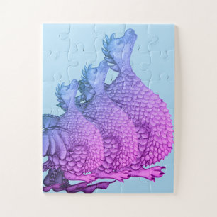 colorful purple dragons mythical creatures cute jigsaw puzzle