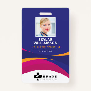 Colorful Purple Flowing Design Medical ID & Logo ID Badge