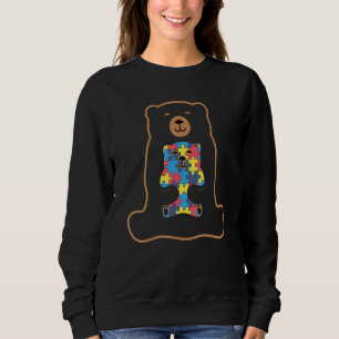 colorful puzzle pieces Autism Awareness   bear Sweatshirt