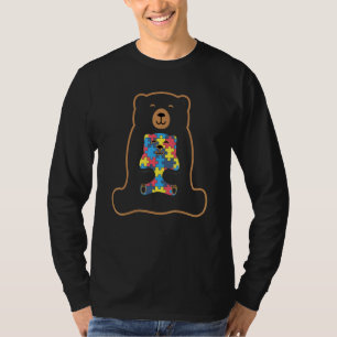 colorful puzzle pieces Autism Awareness bear T-Shirt
