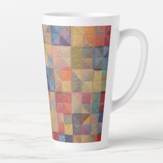 Colorful Quilt pattern Latte Mug (Right)