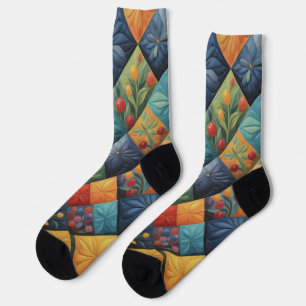 Colorful Quilting Pattren - Quilting Lover Socks