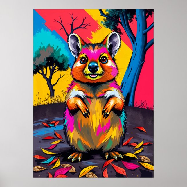 Colorful Quokka Pop Art Poster (Front)