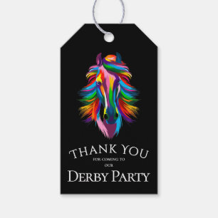 Colorful Racehorse Derby Party Black Favor Gift Tags