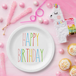 Colorful Rae Dun Inspired HAPPY BIRTHDAY Paper Plate