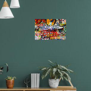 Colorful raffiti wall, street art poster