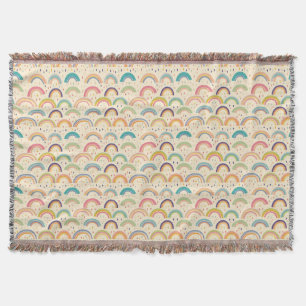 Colorful Rainbow and Diamond Seamless Pattern Throw Blanket