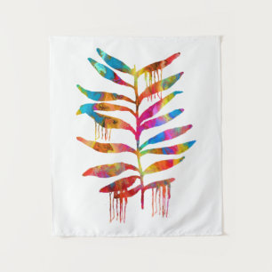 COLORFUL RAINBOW ART LEAVES TAPESTRY
