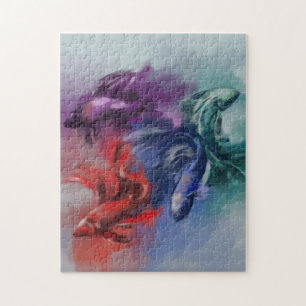 Colorful Rainbow Betta Fish green red blue purple Jigsaw Puzzle
