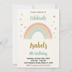 Colorful Rainbow Birthday Invitation
