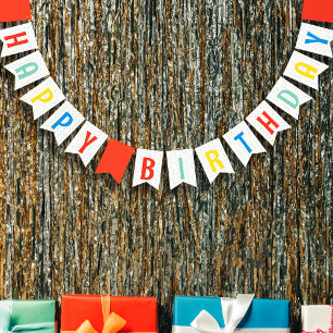 Colorful Rainbow Birthday Party Bunting Banner