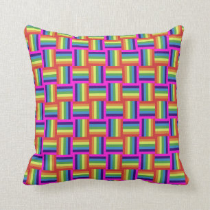 Colorful Rainbow Block Pattern Cushion