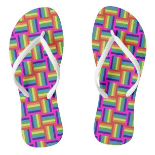 Colorful Rainbow Block Pattern Jandals
