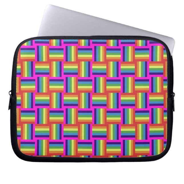 Colorful Rainbow Block Pattern Laptop Sleeve (Front)