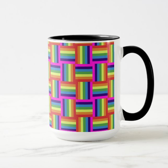 Colorful Rainbow Block Pattern Mug (Right)