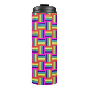 Colorful Rainbow Block Pattern Thermal Tumbler