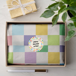 Colorful Rainbow Checkerboard Pattern Tissue Paper