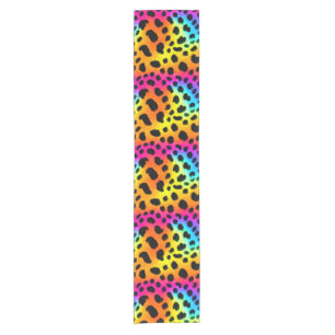 Colorful Rainbow Cheetah Seamless Pattern    Short Table Runner