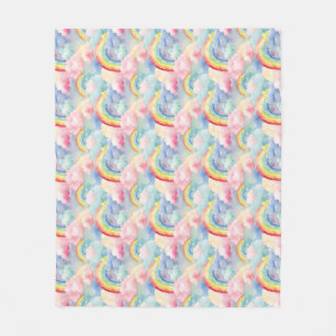 Colorful Rainbow, Cloud, and Star Fleece Blanket