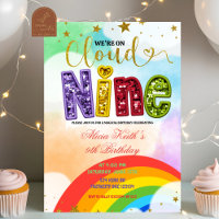 Colorful Rainbow Cloud Nine Birthday