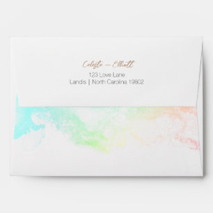 Colorful Rainbow Clouds Baby Shower Return Address Envelope
