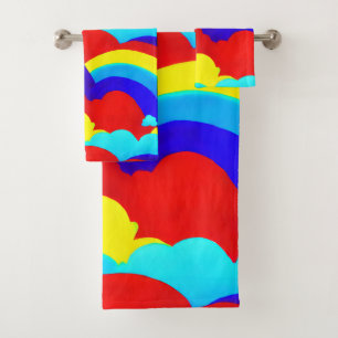 Colorful Rainbow Clouds Kids Pattern Bath Towel Set