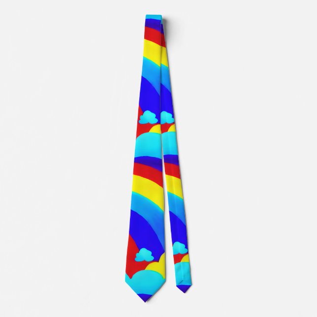 Colorful Rainbow Clouds Kids Pattern Tie (Front)