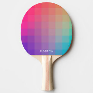 Colorful Rainbow Colors Pixels Gradient Modern Ping Pong Paddle
