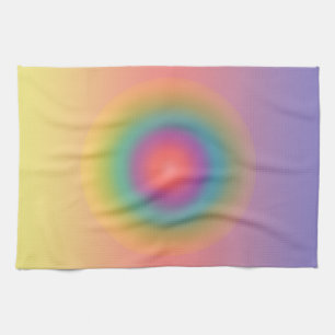 Colorful Rainbow Concentric Circle Space Tea Towel