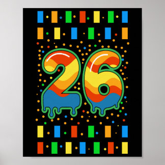 Colorful Rainbow Drip Number 26 Poster