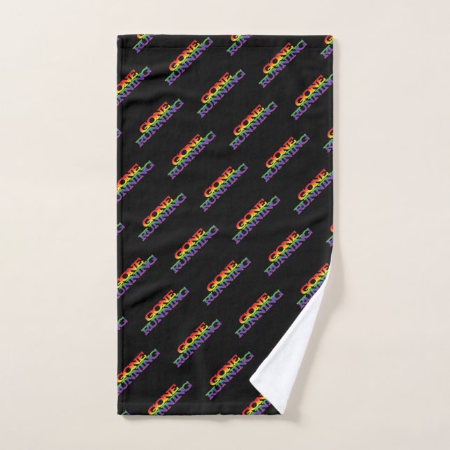 Colorful Rainbow Effect Gone Running Text Pattern Hand Towel (Hand Towel)